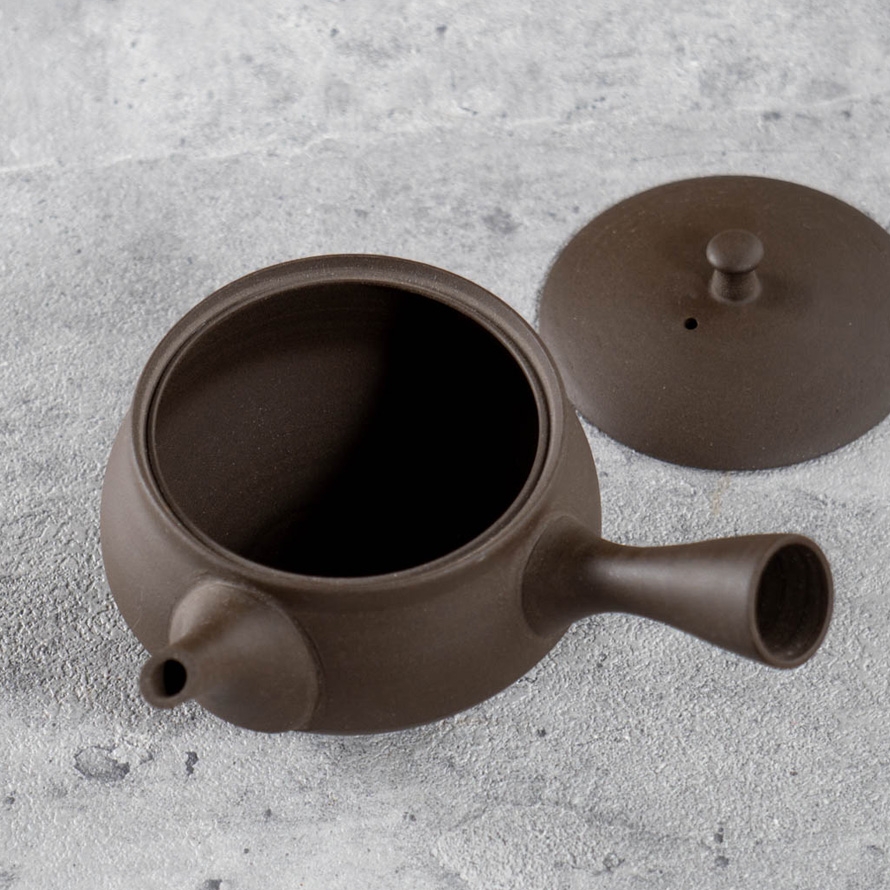 最終SALE‼️萬古焼　急須　「特選茶月」一休沢庵（宗純）格言刻 北龍] 16号焼〆ツバ珠型急須｜きみくらオンラインショップ