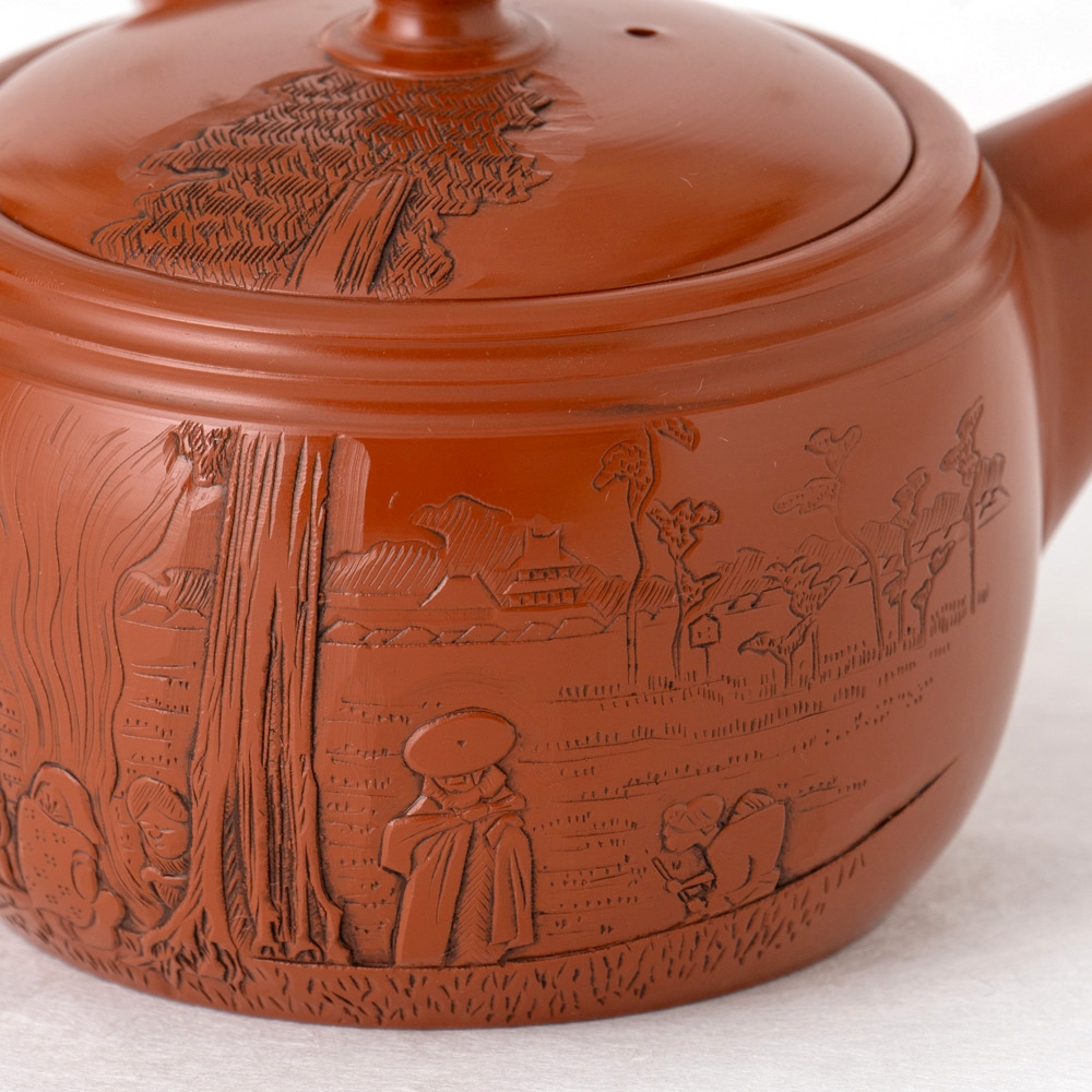 常滑焼　名工　舜園造　東海道五十三次　浜松の宿　骨董品　美術工芸品　間野舜園 常滑急須 [舜園]東海道五十三次 浜松｜きみくらオンラインショップ